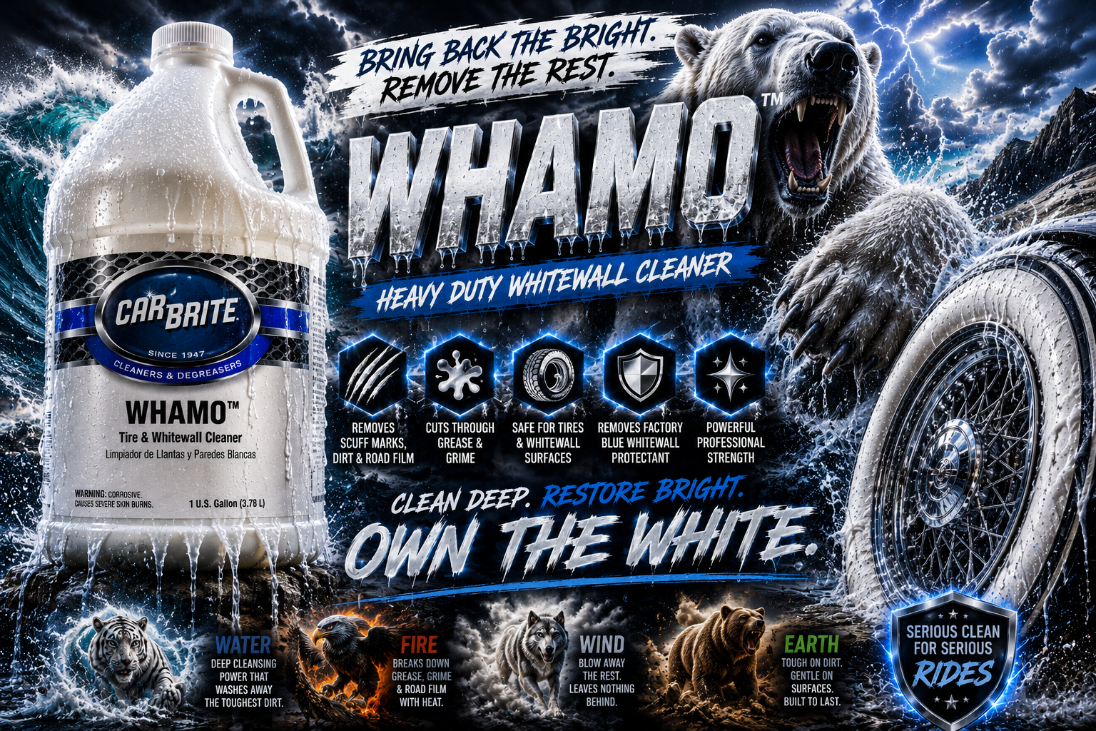 CAR BRITE WHAMO WHITE WALL CLEANER