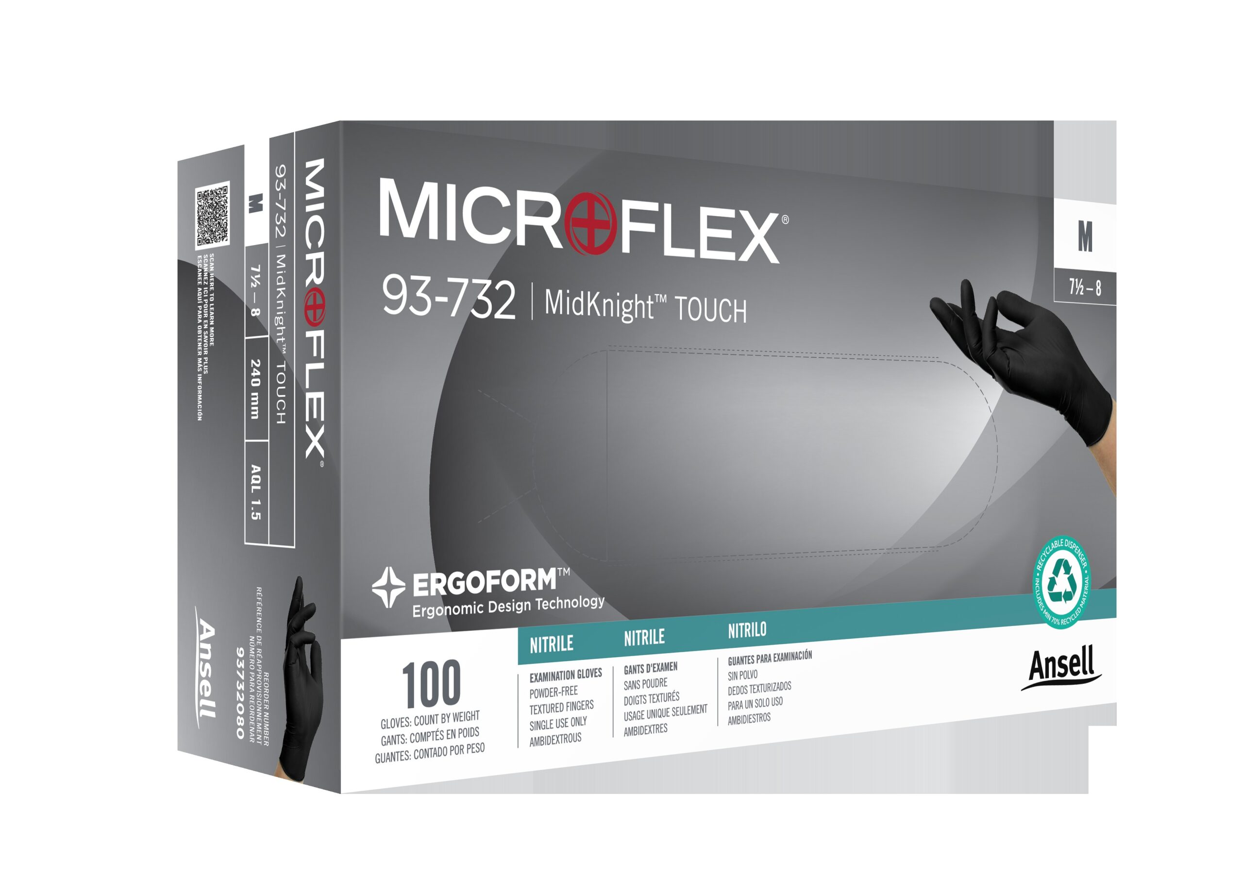 Microflex 93-732 MidKnight Touch Nitrile Exam Gloves